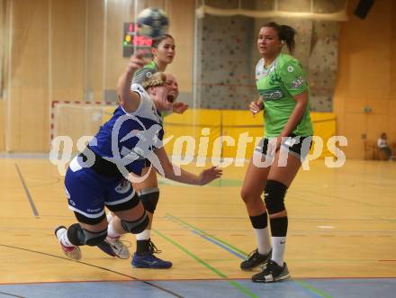 Handball Frauen Bundesliga. SC Kelag Ferlach/Feldkirchen gegen UHC Muellner Bau Stockerau. Adrijana Cernivec,  (Ferlach/Feldkirchen), Dorin Novak (Stockerau). Ferlach, am 14.9.2019.
Foto: Kuess
www.qspictures.net
---
pressefotos, pressefotografie, kuess, qs, qspictures, sport, bild, bilder, bilddatenbank