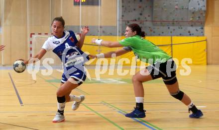 Handball Frauen Bundesliga. SC Kelag Ferlach/Feldkirchen gegen UHC Muellner Bau Stockerau. Luisa Marina Senitza,  (Ferlach/Feldkirchen), Teodora-Alexandra Magurean (Stockerau). Ferlach, am 14.9.2019.
Foto: Kuess
www.qspictures.net
---
pressefotos, pressefotografie, kuess, qs, qspictures, sport, bild, bilder, bilddatenbank