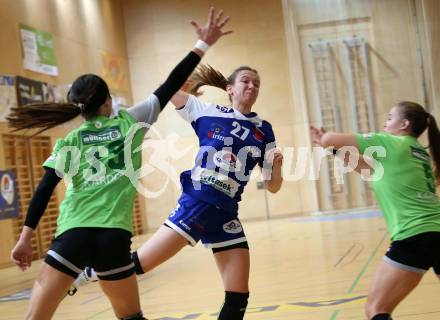 Handball Frauen Bundesliga. SC Kelag Ferlach/Feldkirchen gegen UHC Muellner Bau Stockerau. Patricia Akalovic (Ferlach/Feldkirchen), Dominka Kodajova, Sandra Hart  (Stockerau). Ferlach, am 14.9.2019.
Foto: Kuess
www.qspictures.net
---
pressefotos, pressefotografie, kuess, qs, qspictures, sport, bild, bilder, bilddatenbank