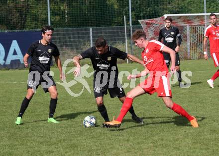 Fussball. Kaerntner Liga. KAC 1909 gegen Koettmannsdorf. Lukas Matthias Hausott (KAC), Dominik Kruschitz, Christopher Sallinger (Koettmannsdorf). Klagenfurt, 14.9.2019.
Foto: Kuess
www.qspictures.net
---
pressefotos, pressefotografie, kuess, qs, qspictures, sport, bild, bilder, bilddatenbank