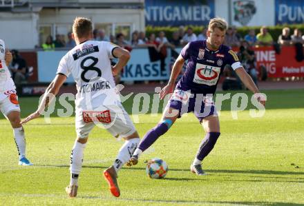 Fussball Bundesliga. RZ Pellets WAC gegen FK Austria Wien. Marcel Ritzmaier, (WAC), Alexander Gruenwald  (Wien). Wolfsberg, am 15.9.2019.
Foto: Kuess
www.qspictures.net

---
pressefotos, pressefotografie, kuess, qs, qspictures, sport, bild, bilder, bilddatenbank