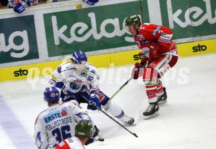 EBEL. Eishockey Bundesliga. EC VSV gegen HCB Suedtirol Alperia.  Bjorkstrand Patrick (VSV), Tauferer Ivan (Bozen). Villach, am 15.9.2019.
Foto: Kuess
www.qspictures.net
---
pressefotos, pressefotografie, kuess, qs, qspictures, sport, bild, bilder, bilddatenbank