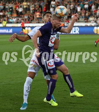 Fussball Bundesliga. RZ Pellets WAC gegen FK Austria Wien. Alexander Schmidt,  (WAC), Thomas Ebner (Wien). Wolfsberg, am 15.9.2019.
Foto: Kuess
www.qspictures.net

---
pressefotos, pressefotografie, kuess, qs, qspictures, sport, bild, bilder, bilddatenbank