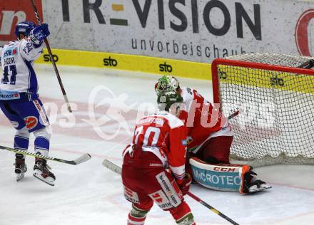 EBEL. Eishockey Bundesliga. EC VSV gegen HCB Suedtirol Alperia.  Torjubel 	Lahoda Alexander (VSV), Irving Leland (Bozen). Villach, am 15.9.2019.
Foto: Kuess
www.qspictures.net
---
pressefotos, pressefotografie, kuess, qs, qspictures, sport, bild, bilder, bilddatenbank