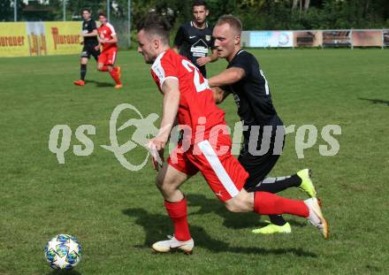 Fussball. Kaerntner Liga. KAC 1909 gegen Koettmannsdorf. Ingo Mailaender (KAC), Aner Mandzic (Koettmannsdorf). Klagenfurt, 14.9.2019.
Foto: Kuess
www.qspictures.net
---
pressefotos, pressefotografie, kuess, qs, qspictures, sport, bild, bilder, bilddatenbank