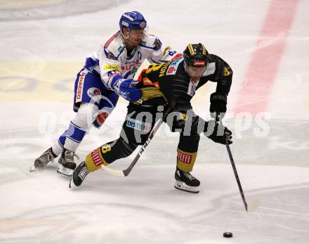 EBEL. Eishockey Bundesliga. EC VSV gegen spusu Vienna Capitals.  Alexander Lahoda,  (VSV), Brenden Kichton (Vienna Capitals). Villach, am 20.9.2019.
Foto: Kuess
www.qspictures.net
---
pressefotos, pressefotografie, kuess, qs, qspictures, sport, bild, bilder, bilddatenbank