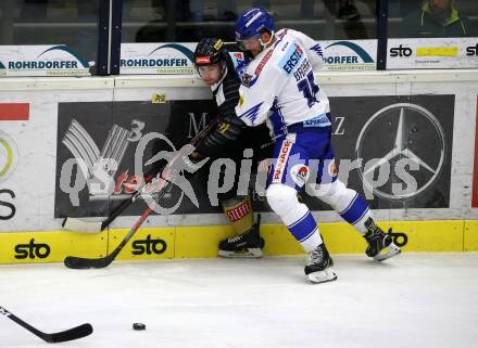 EBEL. Eishockey Bundesliga. EC VSV gegen spusu Vienna Capitals.  Stefan Bacher, (VSV), Sascha Bauer (Vienna Capitals). Villach, am 20.9.2019.
Foto: Kuess
www.qspictures.net
---
pressefotos, pressefotografie, kuess, qs, qspictures, sport, bild, bilder, bilddatenbank