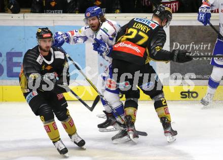 EBEL. Eishockey Bundesliga. EC VSV gegen spusu Vienna Capitals.  Chris Collins,  (VSV), Dario Winkler, Ty Loney (Vienna Capitals). Villach, am 20.9.2019.
Foto: Kuess
www.qspictures.net
---
pressefotos, pressefotografie, kuess, qs, qspictures, sport, bild, bilder, bilddatenbank