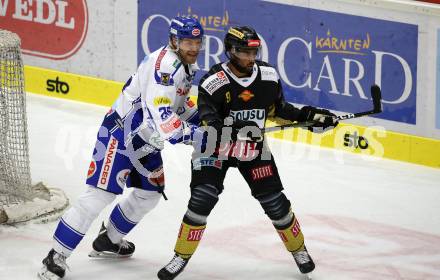 EBEL. Eishockey Bundesliga. EC VSV gegen spusu Vienna Capitals.  Miika Lahti,  (VSV), Ali Wukovits (Vienna Capitals). Villach, am 20.9.2019.
Foto: Kuess
www.qspictures.net
---
pressefotos, pressefotografie, kuess, qs, qspictures, sport, bild, bilder, bilddatenbank