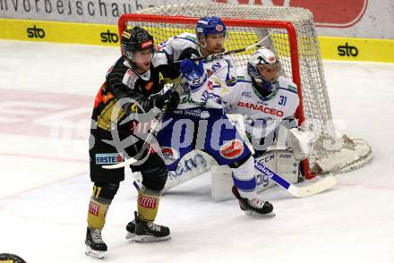 EBEL. Eishockey Bundesliga. EC VSV gegen spusu Vienna Capitals.  Marko Poeyhoenen, Brandon Maxwell,  (VSV), Taylor Vause (Vienna Capitals). Villach, am 20.9.2019.
Foto: Kuess
www.qspictures.net
---
pressefotos, pressefotografie, kuess, qs, qspictures, sport, bild, bilder, bilddatenbank