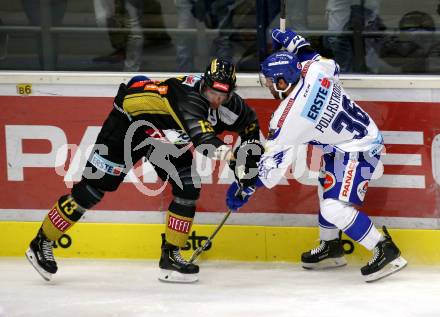 EBEL. Eishockey Bundesliga. EC VSV gegen spusu Vienna Capitals.  Jerry Pollastrone,  (VSV), Sondre Olden (Vienna Capitals). Villach, am 20.9.2019.
Foto: Kuess
www.qspictures.net
---
pressefotos, pressefotografie, kuess, qs, qspictures, sport, bild, bilder, bilddatenbank