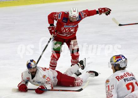 EBEL. Eishockey Bundesliga. KAC gegen	EC Red Bull Salzburg. Manuel Ganahl, (KAC), Michael Schiechl  (Salzburg). Klagenfurt, am 22.9.2019.
Foto: Kuess
www.qspictures.net

---
pressefotos, pressefotografie, kuess, qs, qspictures, sport, bild, bilder, bilddatenbank