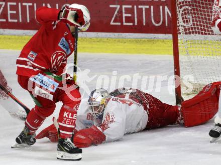 EBEL. Eishockey Bundesliga. KAC gegen	EC Red Bull Salzburg. Lukas Haudum, (KAC), Lukas Herzog  (Salzburg). Klagenfurt, am 22.9.2019.
Foto: Kuess
www.qspictures.net

---
pressefotos, pressefotografie, kuess, qs, qspictures, sport, bild, bilder, bilddatenbank