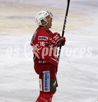 EBEL. Eishockey Bundesliga. KAC gegen	EC Red Bull Salzburg. Torjubel Patrick Harand (KAC). Klagenfurt, am 22.9.2019.
Foto: Kuess
www.qspictures.net

---
pressefotos, pressefotografie, kuess, qs, qspictures, sport, bild, bilder, bilddatenbank