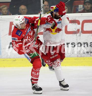 EBEL. Eishockey Bundesliga. KAC gegen	EC Red Bull Salzburg. Lukas Haudum,   (KAC), Dominique Heinrich, (Salzburg). Klagenfurt, am 22.9.2019.
Foto: Kuess
www.qspictures.net

---
pressefotos, pressefotografie, kuess, qs, qspictures, sport, bild, bilder, bilddatenbank