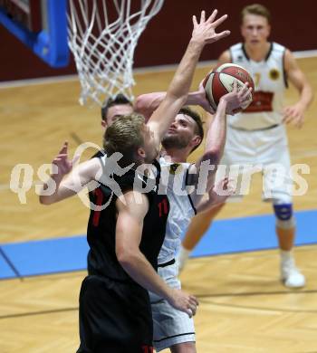 Basketball 2. Bundesliga. Grunddurchgang 1. Runde. Woerthersee Piraten gegen Mistelbach Mustangs. Ziga Erculj,  (Piraten), Michal Semerad (Mustangs). Klagenfurt, am 21.9.2019.
Foto: Kuess
www.qspictures.net

---
pressefotos, pressefotografie, kuess, qs, qspictures, sport, bild, bilder, bilddatenbank