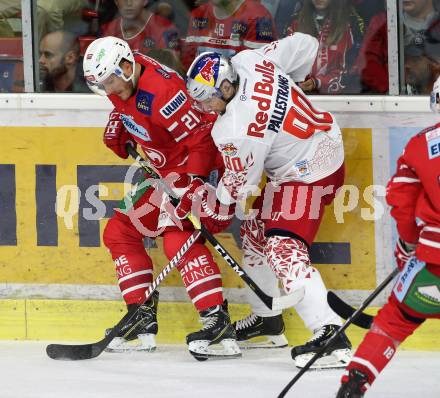 EBEL. Eishockey Bundesliga. KAC gegen	EC Red Bull Salzburg.  Manuel Geier, (KAC), Alexander Pallestrang  (Salzburg). Klagenfurt, am 22.9.2019.
Foto: Kuess
www.qspictures.net

---
pressefotos, pressefotografie, kuess, qs, qspictures, sport, bild, bilder, bilddatenbank