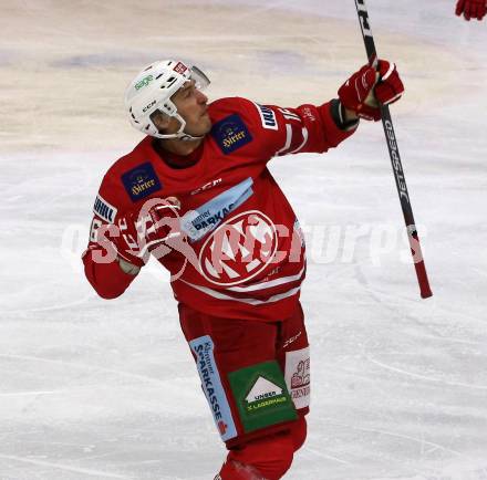 EBEL. Eishockey Bundesliga. KAC gegen	EC Red Bull Salzburg. Torjubel Patrick Harand (KAC). Klagenfurt, am 22.9.2019.
Foto: Kuess
www.qspictures.net

---
pressefotos, pressefotografie, kuess, qs, qspictures, sport, bild, bilder, bilddatenbank