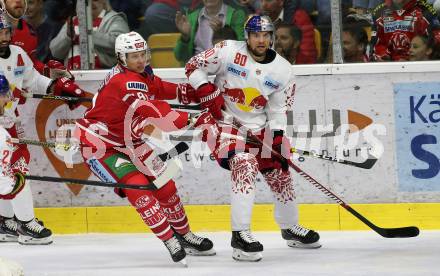 EBEL. Eishockey Bundesliga. KAC gegen	EC Red Bull Salzburg. Marco Richter,  (KAC), Alexander Pallestrang (Salzburg). Klagenfurt, am 22.9.2019.
Foto: Kuess
www.qspictures.net

---
pressefotos, pressefotografie, kuess, qs, qspictures, sport, bild, bilder, bilddatenbank