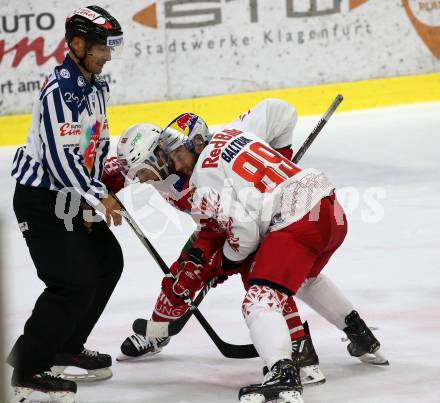 EBEL. Eishockey Bundesliga. KAC gegen	EC Red Bull Salzburg. Thomas Koch,  (KAC), Florian Baltram (Salzburg). Klagenfurt, am 22.9.2019.
Foto: Kuess
www.qspictures.net

---
pressefotos, pressefotografie, kuess, qs, qspictures, sport, bild, bilder, bilddatenbank