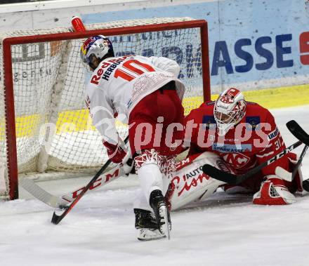 EBEL. Eishockey Bundesliga. KAC gegen	EC Red Bull Salzburg.  David Madlener, (KAC), Raphael Herburger  (Salzburg). Klagenfurt, am 22.9.2019.
Foto: Kuess
www.qspictures.net

---
pressefotos, pressefotografie, kuess, qs, qspictures, sport, bild, bilder, bilddatenbank