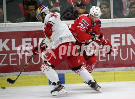 EBEL. Eishockey Bundesliga. KAC gegen	EC Red Bull Salzburg. Clemens Unterweger,  (KAC), George Edward Holloway (Salzburg). Klagenfurt, am 22.9.2019.
Foto: Kuess
www.qspictures.net

---
pressefotos, pressefotografie, kuess, qs, qspictures, sport, bild, bilder, bilddatenbank