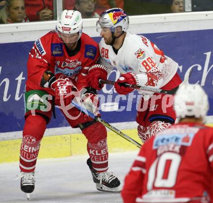 EBEL. Eishockey Bundesliga. KAC gegen	EC Red Bull Salzburg. Thomas Koch, (KAC), Florian Baltram  (Salzburg). Klagenfurt, am 22.9.2019.
Foto: Kuess
www.qspictures.net

---
pressefotos, pressefotografie, kuess, qs, qspictures, sport, bild, bilder, bilddatenbank