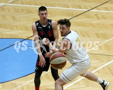 Basketball 2. Bundesliga. Grunddurchgang 1. Runde. Woerthersee Piraten gegen Mistelbach Mustangs. Christof Gspandl,  (Piraten), Maximilian Girschik (Mustangs). Klagenfurt, am 21.9.2019.
Foto: Kuess
www.qspictures.net

---
pressefotos, pressefotografie, kuess, qs, qspictures, sport, bild, bilder, bilddatenbank