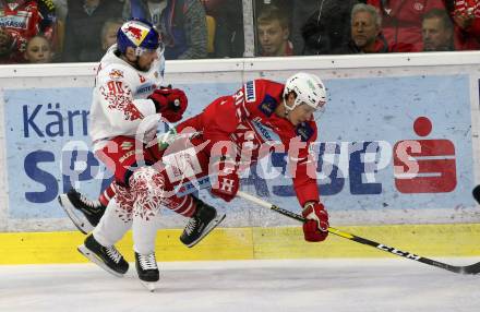 EBEL. Eishockey Bundesliga. KAC gegen	EC Red Bull Salzburg. Marco Richter,  (KAC), Alexander Pallestrang (Salzburg). Klagenfurt, am 22.9.2019.
Foto: Kuess
www.qspictures.net

---
pressefotos, pressefotografie, kuess, qs, qspictures, sport, bild, bilder, bilddatenbank