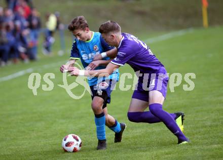 Fussball. 1. Klasse D. Eisenkappel gegem Globasnitz. Matija Smrtnik (Eisenkappel), Gabriel Sadjak (Globasnitz). Eisenkappel, 21.9.2019.  
Foto: Kuess
www.qspictures.net
---
pressefotos, pressefotografie, kuess, qs, qspictures, sport, bild, bilder, bilddatenbank