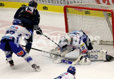 EBEL. Eishockey Bundesliga. EC VSV gegen Hydro Fehervar AV 19.  Markus Schlacher, Brandon Maxwell,  (VSV), Mikko Lehtonen (Alba Volan). Villach, am 27.9.2019.
Foto: Kuess
www.qspictures.net
---
pressefotos, pressefotografie, kuess, qs, qspictures, sport, bild, bilder, bilddatenbank