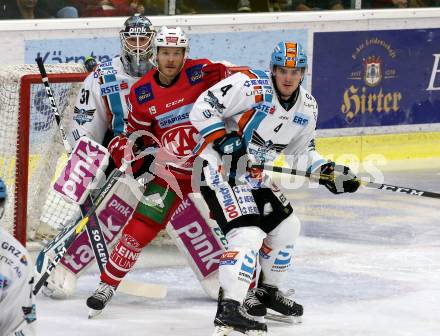 EBEL. Eishockey Bundesliga. KAC gegen	EHC Liwest Black Wings Linz. Geier Stefan (KAC), Finn Matthew Nicholas, Kickert David (Linz). Klagenfurt, am 29.9.2019.
Foto: Kuess
www.qspictures.net

---
pressefotos, pressefotografie, kuess, qs, qspictures, sport, bild, bilder, bilddatenbank