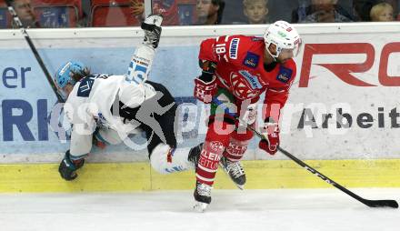 EBEL. Eishockey Bundesliga. KAC gegen	EHC Liwest Black Wings Linz. Thomas Koch, (KAC),  Cijan Alexander (Linz). Klagenfurt, am 29.9.2019.
Foto: Kuess
www.qspictures.net

---
pressefotos, pressefotografie, kuess, qs, qspictures, sport, bild, bilder, bilddatenbank