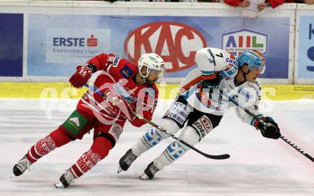 EBEL. Eishockey Bundesliga. KAC gegen	EHC Liwest Black Wings Linz. Thomas Koch (KAC), Lebler Brian (Linz). Klagenfurt, am 29.9.2019.
Foto: Kuess
www.qspictures.net

---
pressefotos, pressefotografie, kuess, qs, qspictures, sport, bild, bilder, bilddatenbank