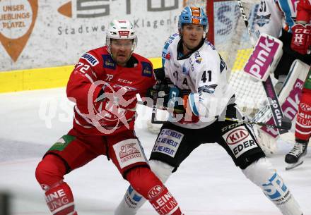 EBEL. Eishockey Bundesliga. KAC gegen	EHC Liwest Black Wings Linz. Siim Liivik, (KAC), Altmann Mario (Linz). Klagenfurt, am 29.9.2019.
Foto: Kuess
www.qspictures.net

---
pressefotos, pressefotografie, kuess, qs, qspictures, sport, bild, bilder, bilddatenbank