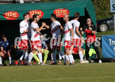 Fussball. 2. Klasse D. St. Paul gegen Maria Rojach. Torjubel Daniel Pizir (St. Paul). St. Paul, am 12.10.2019.
Foto: Kuess
www.qspictures.net

---
pressefotos, pressefotografie, kuess, qs, qspictures, sport, bild, bilder, bilddatenbank