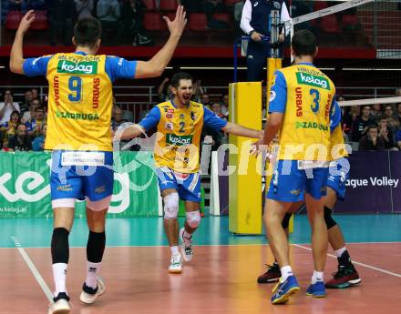 Volleyball. CEV Champions League Volley 2020 Men. SK Zadruga Aich/Dob gegen HAOK Mladost Zageb. Jubel Maximilian Landfahrer (Aich/Dob). Klagenfurt, am 13.11.2019.
Foto: Kuess
www.qspictures.net
Foto: Kuess
---
pressefotos, pressefotografie, kuess, qs, qspictures, sport, bild, bilder, bilddatenbank