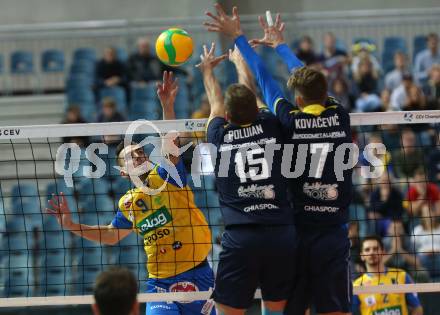 Volleyball. CEV Champions League Volley 2020 Men. SK Zadruga Aich/Dob gegen HAOK Mladost Zageb.  Peter Mlynarcik (Aich/Dob). Klagenfurt, am 13.11.2019.
Foto: Kuess
www.qspictures.net
Foto: Kuess
---
pressefotos, pressefotografie, kuess, qs, qspictures, sport, bild, bilder, bilddatenbank