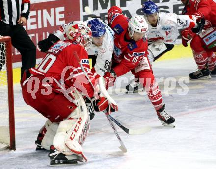 EBEL. Eishockey Bundesliga. KAC gegen HC TWK Innsbruck. Lars Haugen Patrick Harand (KAC), Miha Zajc (HC Innsbruck). Klagenfurt, am 17.11.2019.
Foto: Kuess
www.qspictures.net

---
pressefotos, pressefotografie, kuess, qs, qspictures, sport, bild, bilder, bilddatenbank