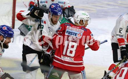 EBEL. Eishockey Bundesliga. KAC gegen HC TWK Innsbruck. Thomas Koch,  (KAC), Miha Zajc (HC Innsbruck). Klagenfurt, am 17.11.2019.
Foto: Kuess
www.qspictures.net

---
pressefotos, pressefotografie, kuess, qs, qspictures, sport, bild, bilder, bilddatenbank