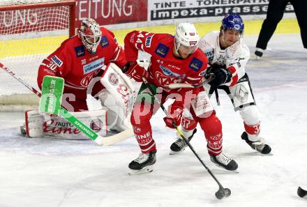 EBEL. Eishockey Bundesliga. KAC gegen HC TWK Innsbruck. Adam Comrie, Lars Haugen (KAC), Christof Kromp (HC Innsbruck). Klagenfurt, am 17.11.2019.
Foto: Kuess
www.qspictures.net

---
pressefotos, pressefotografie, kuess, qs, qspictures, sport, bild, bilder, bilddatenbank