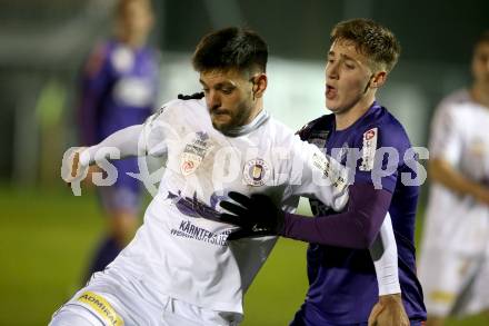 Fussball 2. Liga. SK Austria Klagenfurt gegen Young Violets Austria Wien. Darijo Pecirep,  (Austria Klagenfurt), Aleksandar Jukic (Young Violets Austria Wien). Klagenfurt, am 22.11.2019.
Foto: Kuess
www.qspictures.net
---
pressefotos, pressefotografie, kuess, qs, qspictures, sport, bild, bilder, bilddatenbank