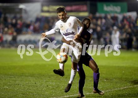 Fussball 2. Liga. SK Austria Klagenfurt gegen Young Violets Austria Wien. Darijo Pecirep,  (Austria Klagenfurt), Maudo Lamine Jarjue (Young Violets Austria Wien). Klagenfurt, am 22.11.2019.
Foto: Kuess
www.qspictures.net
---
pressefotos, pressefotografie, kuess, qs, qspictures, sport, bild, bilder, bilddatenbank