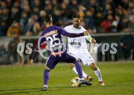 Fussball 2. Liga. SK Austria Klagenfurt gegen Young Violets Austria Wien. Sandro Zakany,  (Austria Klagenfurt), Facundo Perdomo Marmol (Young Violets Austria Wien). Klagenfurt, am 22.11.2019.
Foto: Kuess
www.qspictures.net
---
pressefotos, pressefotografie, kuess, qs, qspictures, sport, bild, bilder, bilddatenbank