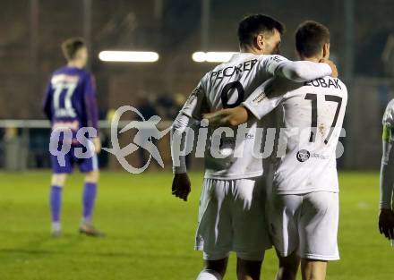 Fussball 2. Liga. SK Austria Klagenfurt gegen Young Violets Austria Wien. Torjubel Darijo Pecirep, Petar Zubak (Austria Klagenfurt). Klagenfurt, am 22.11.2019.
Foto: Kuess
www.qspictures.net
---
pressefotos, pressefotografie, kuess, qs, qspictures, sport, bild, bilder, bilddatenbank