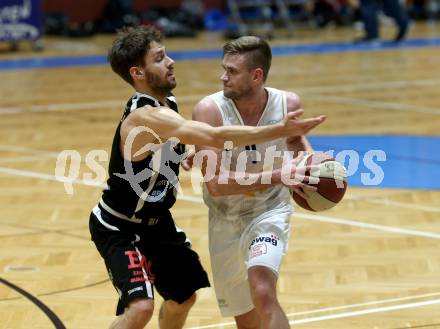 Basketball Zweite Liga 2019/2020. Grunddurchgang 11. Runde. Woerthersee Piraten gegen Mattersburg Rocks. Ziga Erculj (Piraten), Jan Nicoli (Mattersburg). Klagenfurt, am 23.11.2019.
Foto: Kuess
www.qspictures.net

---
pressefotos, pressefotografie, kuess, qs, qspictures, sport, bild, bilder, bilddatenbank