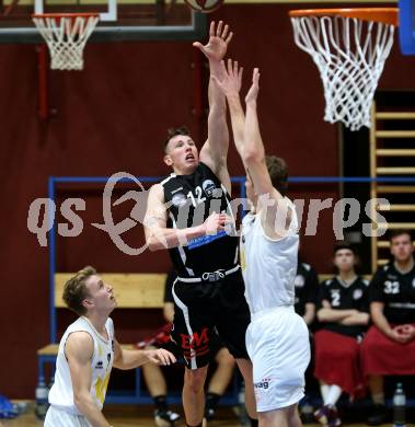 Basketball Zweite Liga 2019/2020. Grunddurchgang 11. Runde. Woerthersee Piraten gegen Mattersburg Rocks. Lukas Simoner, Tevz Ruzic (Piraten), Philipp Germ (Mattersburg). Klagenfurt, am 23.11.2019.
Foto: Kuess
www.qspictures.net

---
pressefotos, pressefotografie, kuess, qs, qspictures, sport, bild, bilder, bilddatenbank