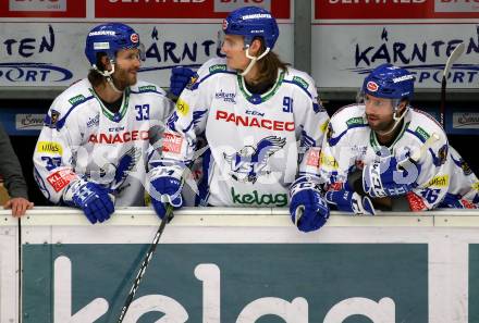 EBEL. Eishockey Bundesliga. EC VSV gegen HC Znojmo.  Martin Ulmer, Anton Karlsson, Jerry Pollastrone (VSV). Villach, am 29.11.2019.
Foto: Kuess
www.qspictures.net
---
pressefotos, pressefotografie, kuess, qs, qspictures, sport, bild, bilder, bilddatenbank