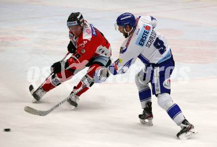 EBEL. Eishockey Bundesliga. EC VSV gegen HC Znojmo. Kevin Schmidt,   (VSV), Ales Sova (Znojmo). Villach, am 29.11.2019.
Foto: Kuess
www.qspictures.net
---
pressefotos, pressefotografie, kuess, qs, qspictures, sport, bild, bilder, bilddatenbank