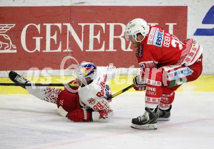 EBEL. Eishockey Bundesliga. KAC gegen	EC Red Bull Salzburg. Manuel Geier,  (KAC), Florian Baltram (Salzburg). Klagenfurt, am 6.12.2019.
Foto: Kuess
www.qspictures.net

---
pressefotos, pressefotografie, kuess, qs, qspictures, sport, bild, bilder, bilddatenbank